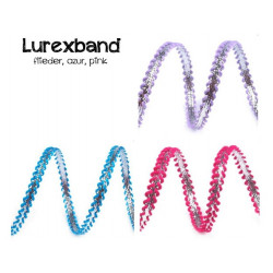 Lurexband silber - lila pink blau